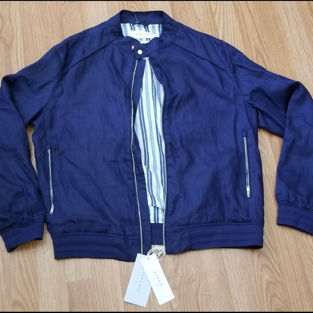 Zara Linen Bomber Jacket. Size XL